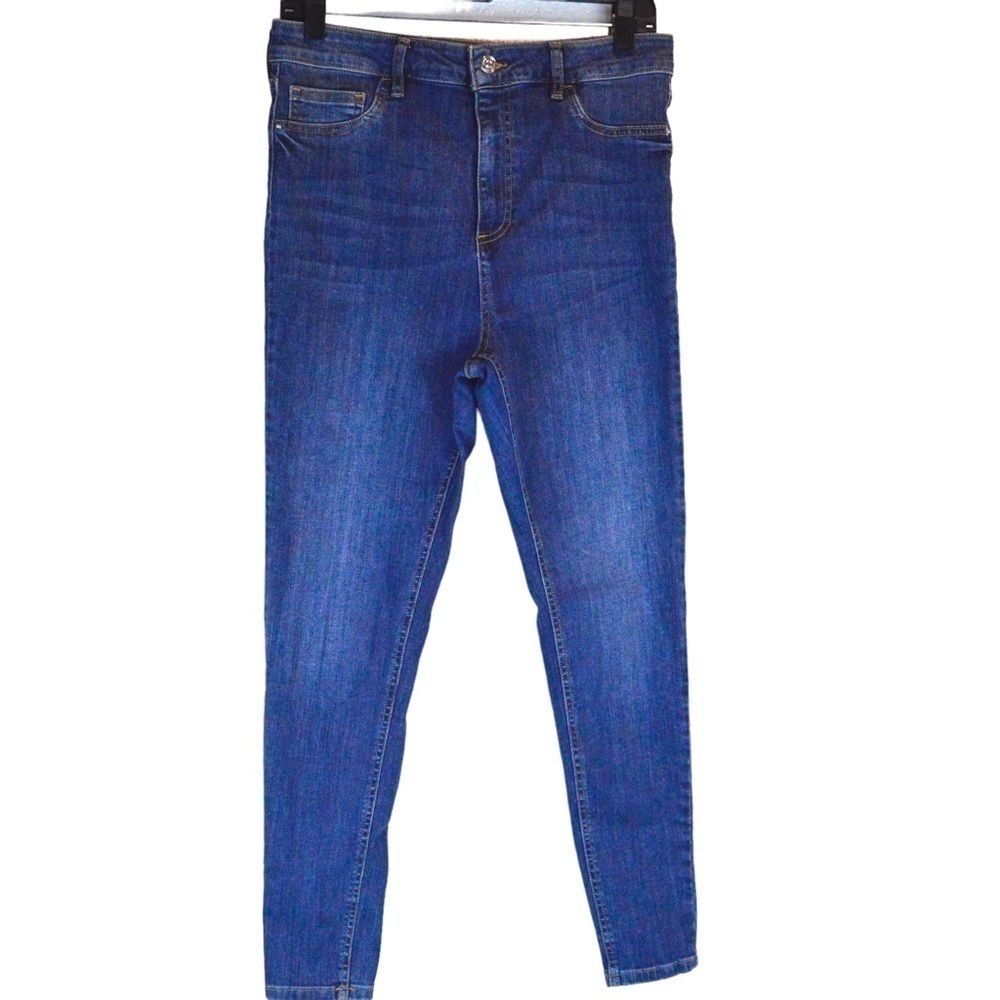 F&F Super‎ High Rise Medium Wash Stretchy Skinny Jegging Jeans, Size 10